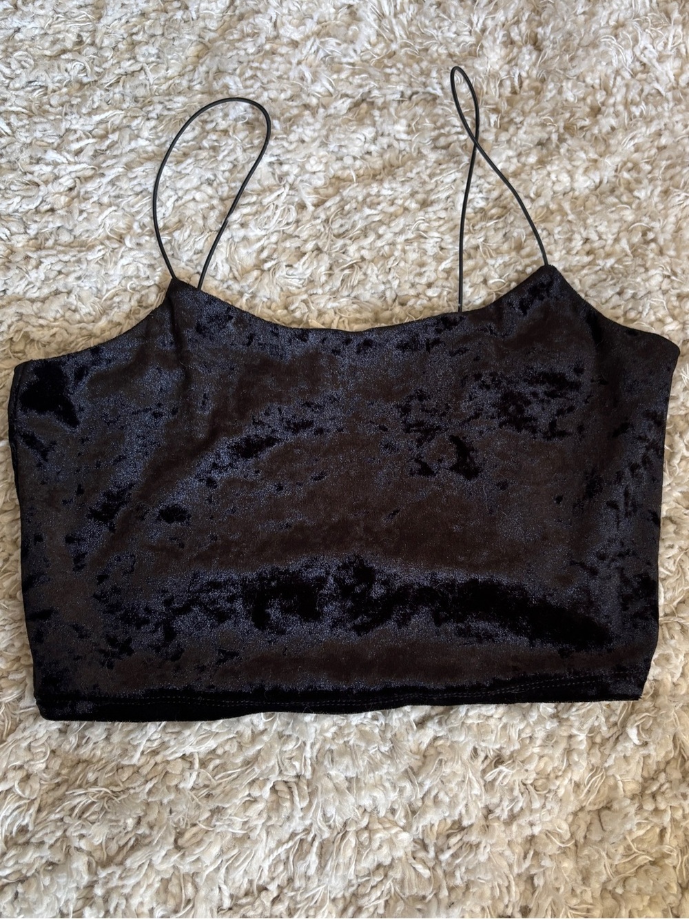 Garage Black Velvet Cropped Cami Tank Top
